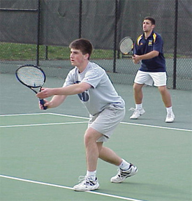 First doubles tandem Stefan Patrikis '02 and Andrew Jacobi '01.