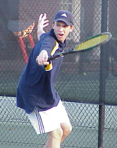 Captain James Elsworth '01 follows through.
