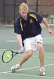 Jeremy Zuidema '02 sticks a half-volley.