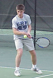 Fifth former Stefan Patrikis uncorks a backhand.