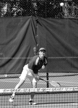 Karl Blunden '04 serving. [Photo by Mr. Ian Morris.]